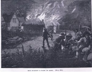 Mob burning a farm in Kent in 1830 by Paul Hardy