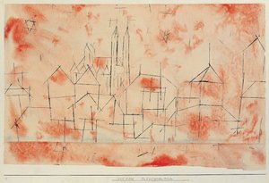 City with gothic cathedral by Paul Klee