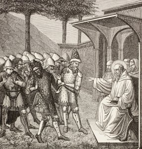 St Benedict of Nursia Reproaches Baduila, King of the Ostrogoths by Paul Lacroix