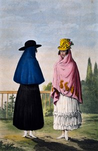 Mountain woman and plains woman, engraving by Paul Legrand, Colombia by Paul Legrand