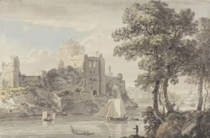 A Castle on the River by Paul Sandby