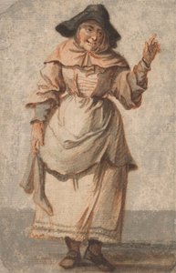An Old Market Woman Grinning and Gesturing with her Left Hand by Paul Sandby