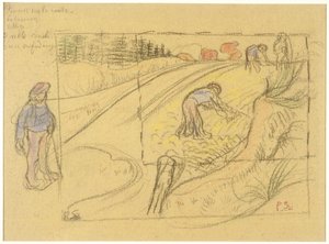 Peasants in a Field (recto); Procession of Breton Women with Study of Two Female Figures (verso)