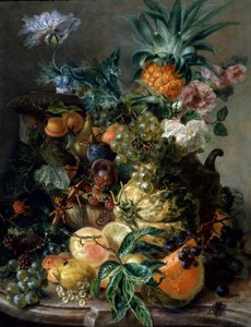 Still Life of Fruits and Flowers. Painting by Paul Theodor van Brussel. Private Collection. by Paul Theodor van Brussel
