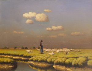 Landscape with Goose Girl by Paul Wilhelm Keller Reutlingen