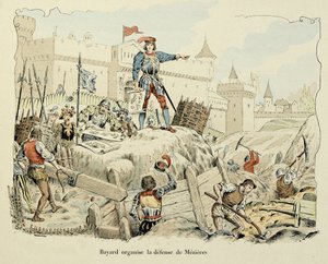 Illustration from the Book Histoire du Chevalier Bayard by Theodore Cahu, Illustrated by Paul De Semant: Bayard Organizes the Defense of Mezieres 1521 by Paul de Semant
