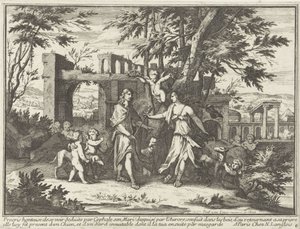 Procris and the Disguised Cephalus (series: Mythological Representations in Landscapes) by Paul van Somer (II)