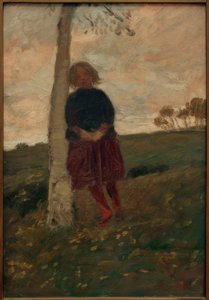 Girl by the Birch Trunk (also: Girl by the Tree)