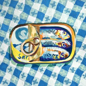 Sardines On Blue Checkers by Pauline Wegman | Key and Sea Creative