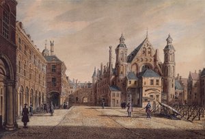 A View of the Binnenhof, The Hague by Paulus Constantin La Fargue