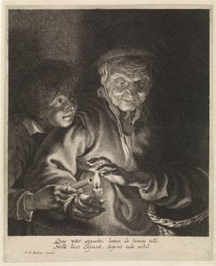 Old Woman and Boy with Candles