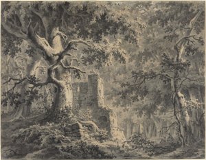 Ruins by a Woodland Stream by Paulus van Liender