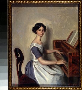 Portrait of Nadezhda Zhdanovich at the Harpsichord by Pavel Andreevich Fedotov