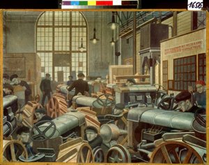 The Tractor Assembly Shop at the Putilov Factory by Pawel Nikolajewitsch Filonow