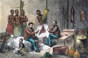 Livingstone and Stanley receiving newspapers in Central Africa, 1871-1873 by Pearson