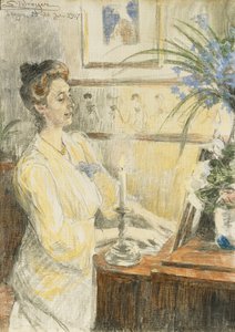 Portrait of Johanne Helene Louise Brodersen, at the Piano