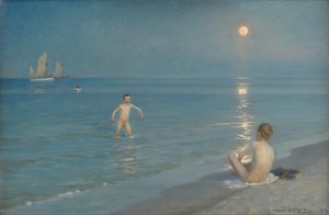 Boys Bathing at Skagen. Summer Evening