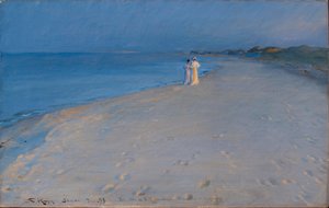 Summer Evening at the South Beach, Skagen. Anna Acher and Marie Krøyer