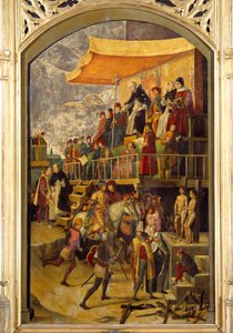Inquisition Autodafe presided by Saint Dominica de Guzman (1170-1221), founder of the Dominican Order (detail) by Pedro Berruguete