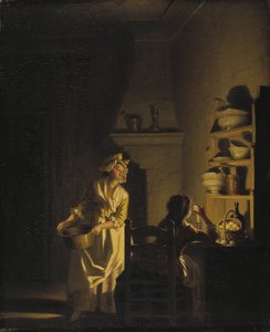 Testing Eggs. Interior of a Kitchen