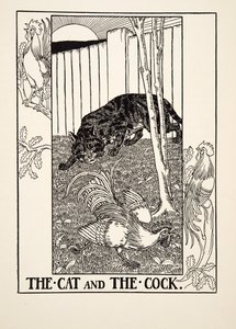 The Cat and the Cock, from A Hundred Fables of Aesop, pub.1903