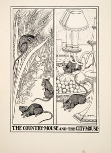 The Country Mouse and the City Mouse, from A Hundred Fables of Aesop, pub.1903