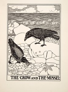 The Crow and the Mussel, from A Hundred Fables of Aesop, pub.1903 by Percy J. Billingshurst