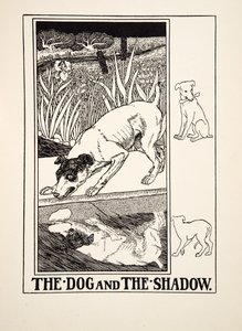 The Dog and the Shadow, from A Hundred Fables of Aesop, pub.1903