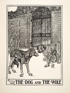 The Dog and the Wolf, from A Hundred Fables of Aesop, pub.1903 by Percy J. Billingshurst