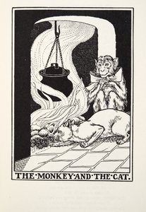 The Monkey and the Cat, from Fontaine Fables, pub. 1905 by Percy J. Billingshurst