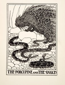 The Porcupine and the Snakes, from A Hundred Fables of Aesop, published 1903 by Percy J. Billingshurst