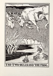 The Two Bulls and the Frog, from Fontaine Fables