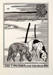 The Two Dogs and the Dead Ass, from Fontaine Fables, pub. 1905