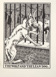 The Wolf and the Lean Dog, from Fontaine Fables, pub. 1905 by Percy J. Billingshurst