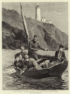 The Holiday Season, Fishing off the Start Light House by Percy Macquoid