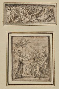 River God Surrounded by Putti; and Triumph of Marcus Furius Camillus by Perino del Vaga