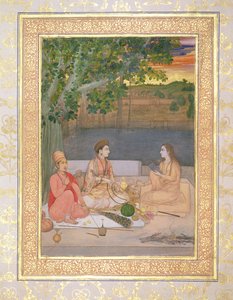 A woman with her maids in rural gardens, late 17th century by Persian School