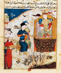 Audience of Mongka (or Mongke or Mangu Khan) (died 1259) Miniature from "Tarih-i djahangusha
