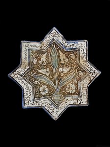 Eight-pointed star tile, Sultanabad, Iran, Il-Khanid dynasty