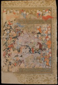 Folio from a Rawzat al-Safa (Garden of Felicity) by Mirkhwand (d. 1498); The Battle against the Byzantines for Aleppo, Shiraz, Iran, Safavid period, 1571-72 by Persian School