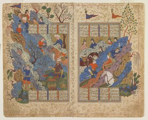 Gudarz slays Piran on the mountain (from a Shahnama) by Persian School