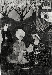 Man and a Woman in a Garden by Persian School
