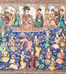 Musicians and dancers at the court of Nasser al-Din Shah Qajar (1831-96) by Persian School
