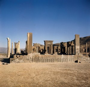 Palace of Darius I in Persepolis by Persian School