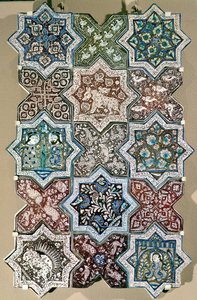 Panel of Tiles, Kashan, Central Iran, c.1250-1300 by Persian School
