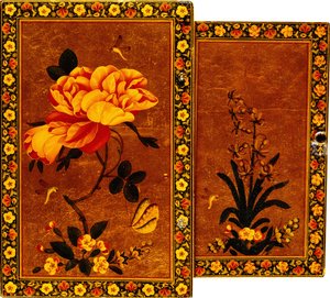 The Front and Back of a Mirror Case Painted with a Hyacinth and a Rose Respectively