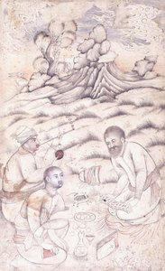 Three Young Men in a Landscape by Persian School