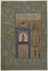 Two youths before a princess at a window, c.1417-18 by Persian School