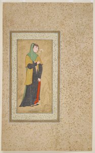Woman with a Spray of Flowers by Persian School