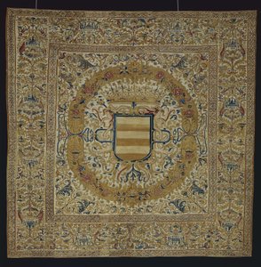 Large Hanging with Crown and Escutcheon by Peruvian School